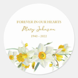 Daffodil Memorial Funeral Classic Round Sticker