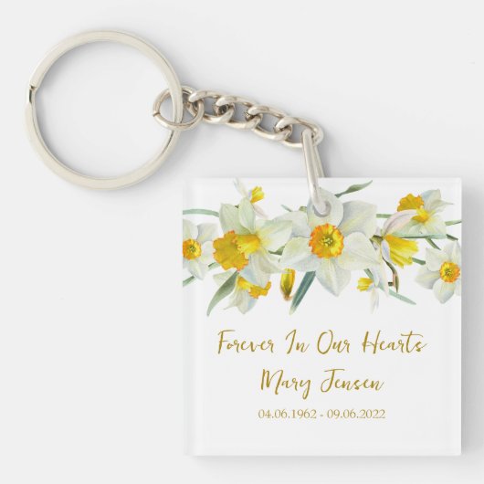 Daffodil Memorial Funeral Photo Keychain Schlüsselanhänger (Vorderseite)