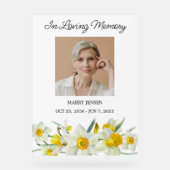 Daffodil Memorial Photo Funeral Acrylic Sign Acrylschild (Vorderseite)