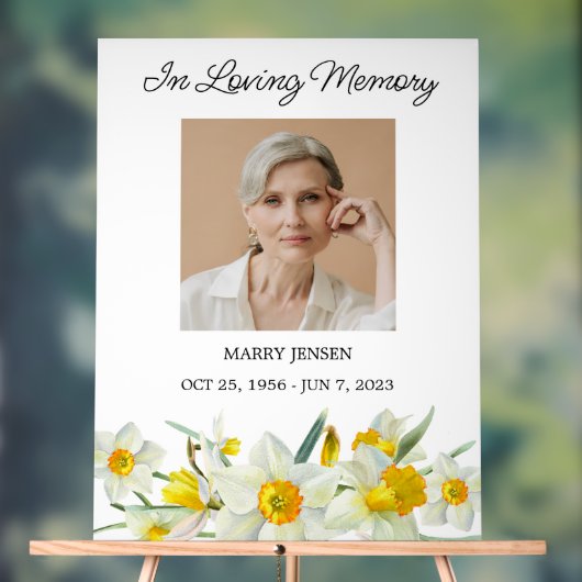 Daffodil Memorial Photo Funeral Acrylic Sign Acrylschild (Neutral)