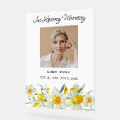Daffodil Memorial Photo Funeral Acrylic Sign Acrylschild (Winkel)