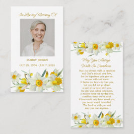 Daffodil Memorial Photo Funeral Prayer Card Visitenkarte