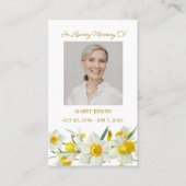 Daffodil Memorial Photo Funeral Prayer Card Visitenkarte (Vorderseite)
