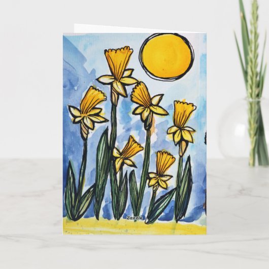 Daffodil Orange Cat Karte (Rückseite)