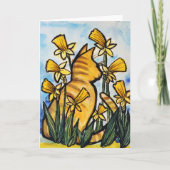 Daffodil Orange Cat Karte (Vorderseite)