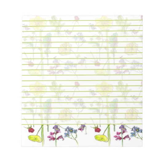 Daffodil Pansy Wildblume Botanische Zeichnungen Li Notizblock (Vorderseite)