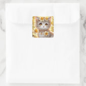 Daffodil Princess Cat Quadratischer Aufkleber (Tasche)