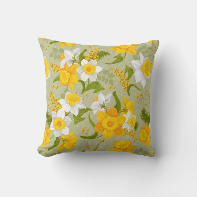 Daffodil Spring Chic Modernes Floral Kissen (Vorderseite)