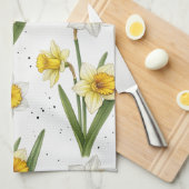 Daffodil Spring Floral in Soft Yellow and Green 2 Geschirrtuch (Viertel Falte)