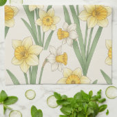 Daffodil Spring Floral in Soft Yellow and Green 4 Geschirrtuch (Gefaltet)