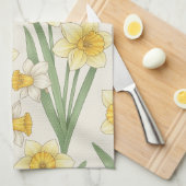 Daffodil Spring Floral in Soft Yellow and Green 4 Geschirrtuch (Viertel Falte)