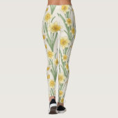 Daffodil Spring Floral in Soft Yellow and Green 4 Leggings (Rückseite)