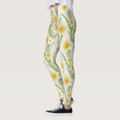 Daffodil Spring Floral in Soft Yellow and Green 4 Leggings (Links)