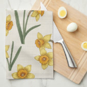 Daffodil Spring Floral in Soft Yellow and Green 5 Geschirrtuch (Viertel Falte)