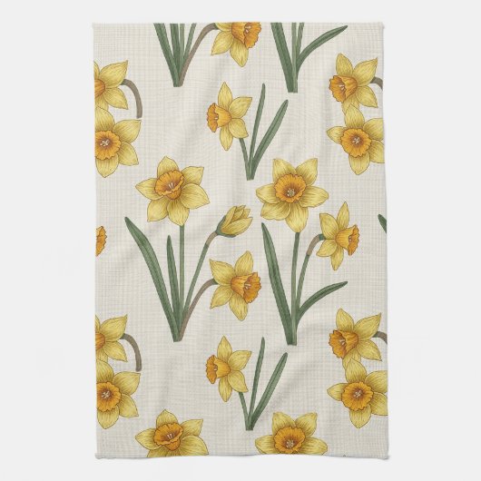 Daffodil Spring Floral in Soft Yellow and Green 5 Geschirrtuch (Vertikal)