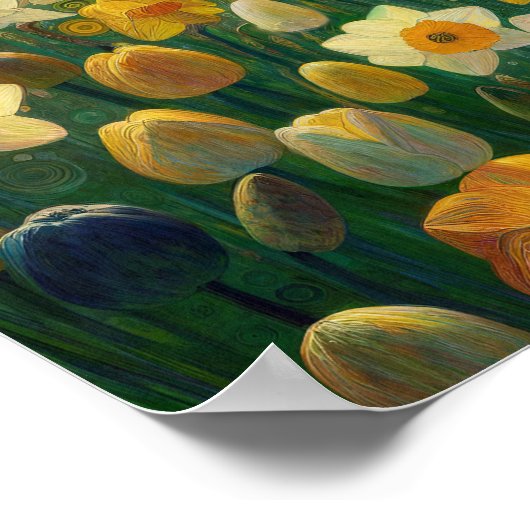 Daffodil Spring Meadow Impressionist Freude an Kun Poster (Ecke)