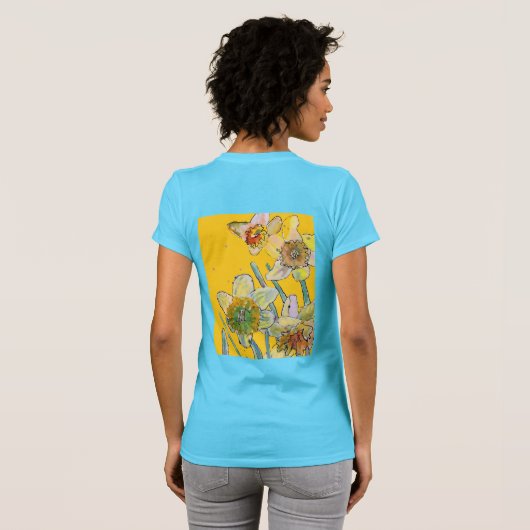 Daffodil Wasserfarben Blume Blumenmalerei T-Shir T-Shirt (Schwarz voll)