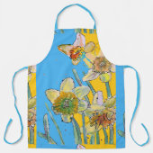 Daffodil Watercolor Blue Flower Floral Kitchen Schürze (Vorderseite)