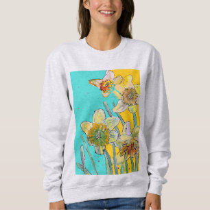 Daffodil Watercolor Blume Blumenbemalung Sweatshirt