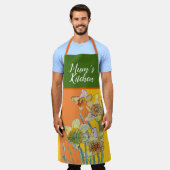 Daffodil Watercolor Yellow Orange Mums Küche Schürze (Getragen)