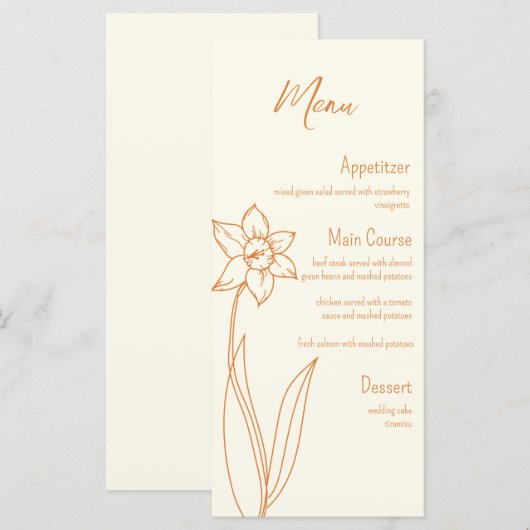 Daffodil Wedding Menu Menükarte (Vorne/Hinten)