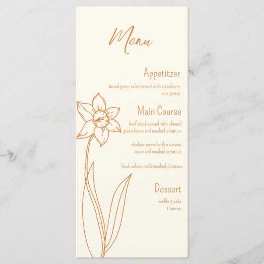 Daffodil Wedding Menu Menükarte (Vorderseite)