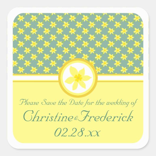 Daffodil Wedding, Save the Date Aufkleber (Vorderseite)