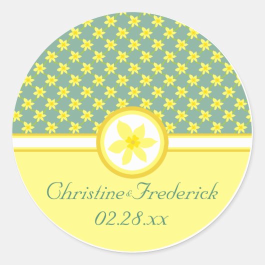 Daffodil Wedding, Souveniraufkleber Runder Aufkleber (Vorderseite)