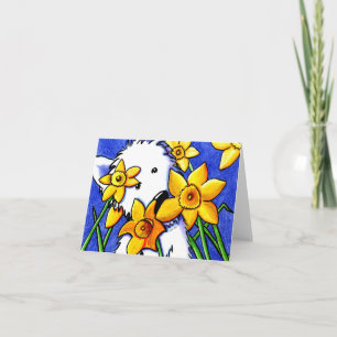 Daffodil Westie Blank Note Card Karte