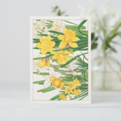 Daffodil Woodblock Malerei von Tanigami Kônan Einladung (Stehend Vorderseite)
