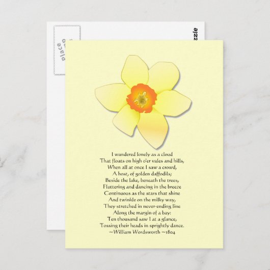 Daffodil ~ Wordsworth Gedicht Postkarte (Vorne/Hinten)