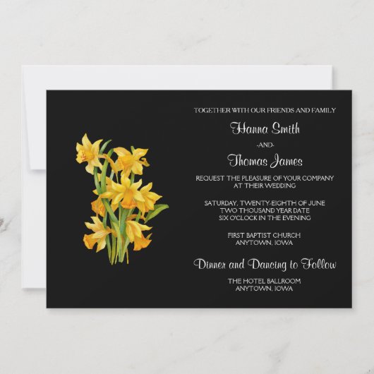 Daffodil Yellow Floral Wedding Einladung (Vorderseite)