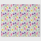Daffodil Yellow, Iris Purple, Hyacinth Pink Floral Geschenkpapier (Flach)