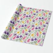 Daffodil Yellow, Iris Purple, Hyacinth Pink Floral Geschenkpapier (Ungerollt)