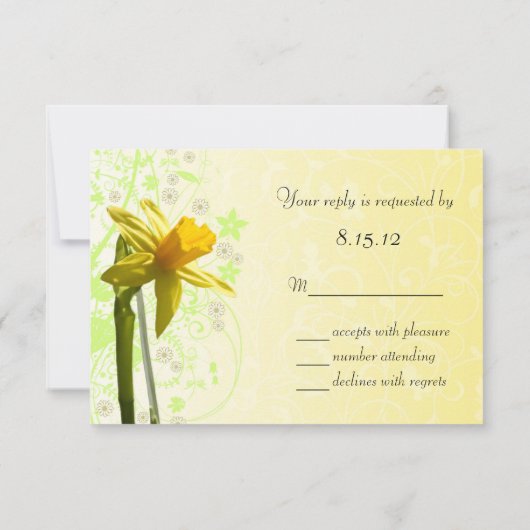 Daffodil Yellow Spring Wedding UAWG Response RSVP Karte (Rückseite)