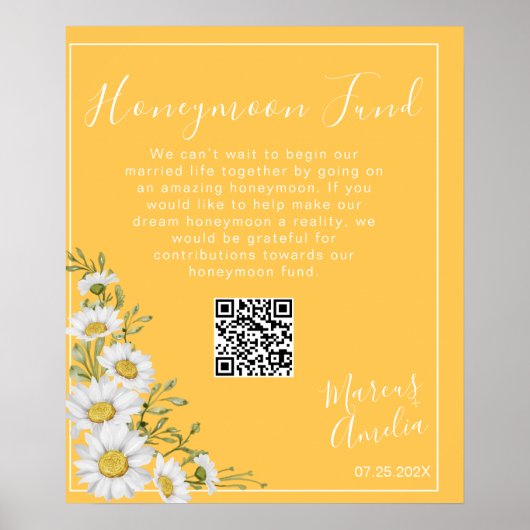 Daffodil Yellow & White Daisies Honeymoon Fund Poster (Vorne)