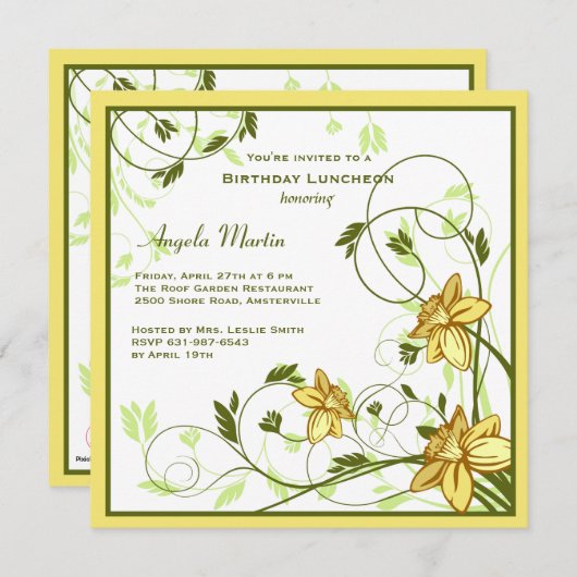 Daffodille Einladung (Vorne/Hinten)