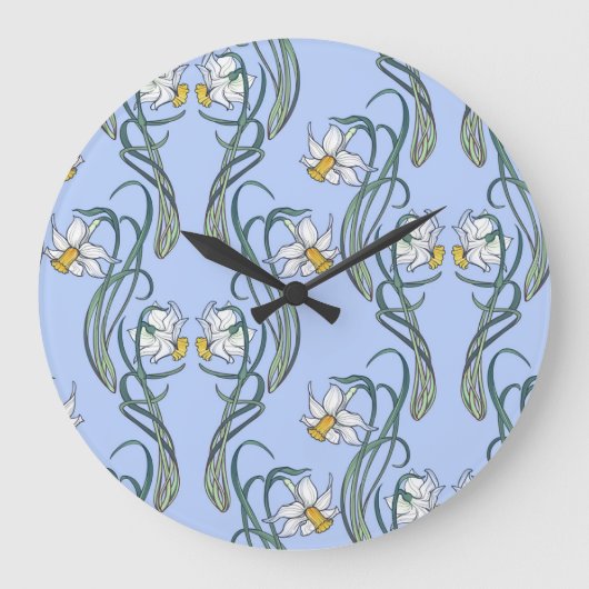Daffodils Art: Nouveau Spring Große Wanduhr (Vorderseite)