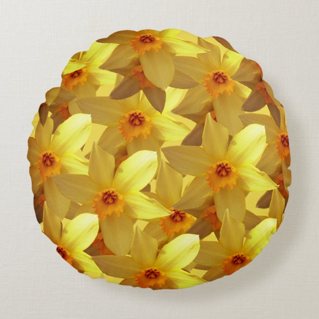 Daffodils Bloom cushion Rundes Kissen (Vorderseite)