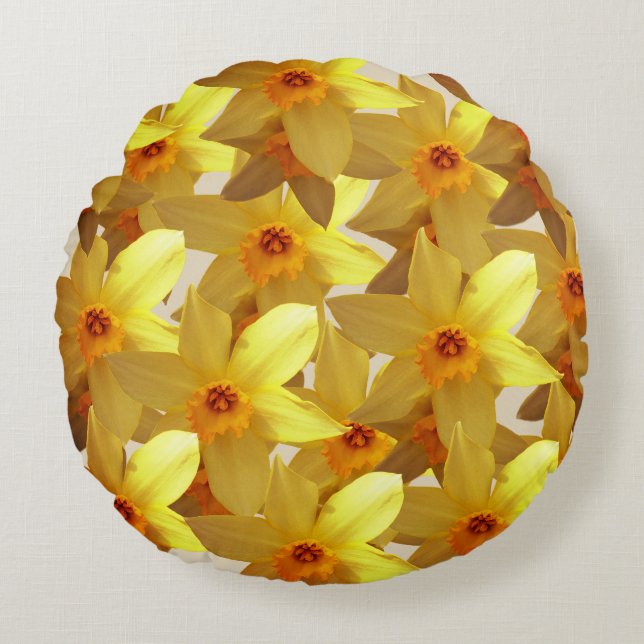 Daffodils Bloom cushion Rundes Kissen (Vorderseite)
