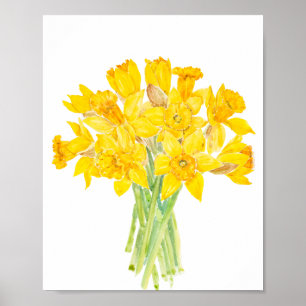 Daffodils Bouquet Aquarell Malposter Poster