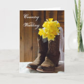 Daffodils Cowboy Boots Wedding Rettet das Datum Ankündigung (Vorderseite)