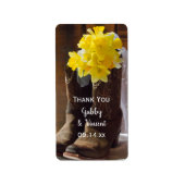 Daffodils Cowboy Boots Western Wedding Vielen Dank Adressaufkleber (Vorne)