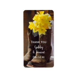 Daffodils Cowboy Boots Western Wedding Vielen Dank Adressaufkleber