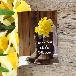 Daffodils Cowboy Boots Western Wedding Vielen Dank Dankeskarte