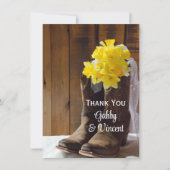 Daffodils Cowboy Boots Western Wedding Vielen Dank Dankeskarte (Vorderseite)