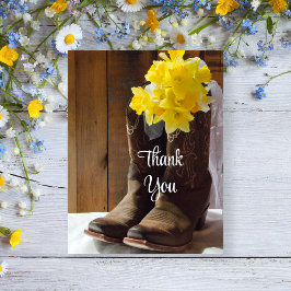 Daffodils Cowboy Boots Western Wedding Vielen Dank Postkarte