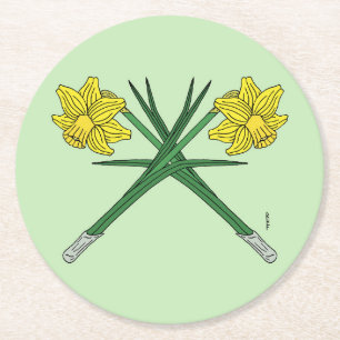 Daffodils Crossed Runder Pappuntersetzer