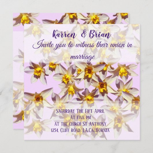 Daffodils Custom Wedding Einladung (Vorne/Hinten)
