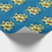 Daffodils feine Art blaugelbe Osterverpackung Geschenkpapier (Ecke)